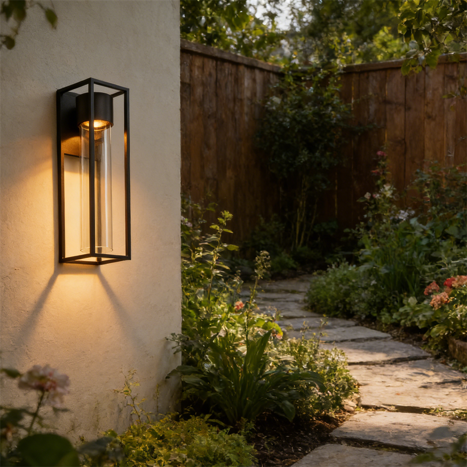 Applique murale LED carrée noire sable pour extérieur