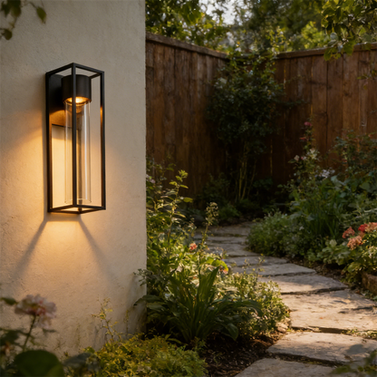 Applique murale LED carrée noire sable pour extérieur
