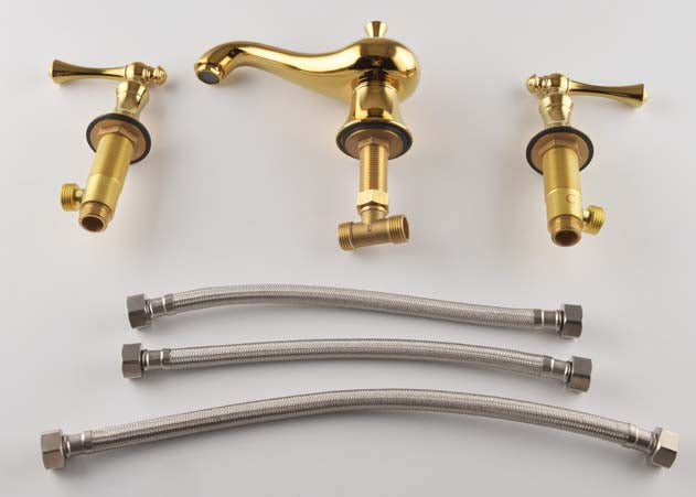 Robinet mitigeur de lavabo extensible Art déco Golveran en or poli