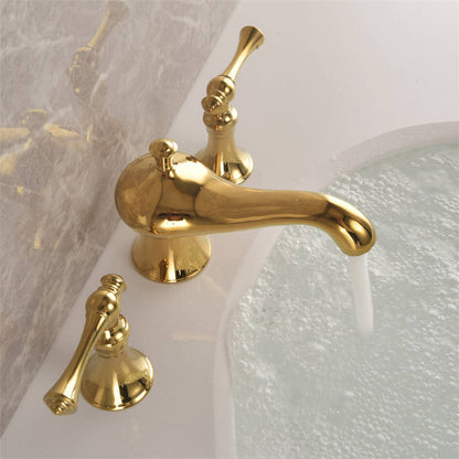 Robinet mitigeur de lavabo extensible Art déco Golveran en or poli