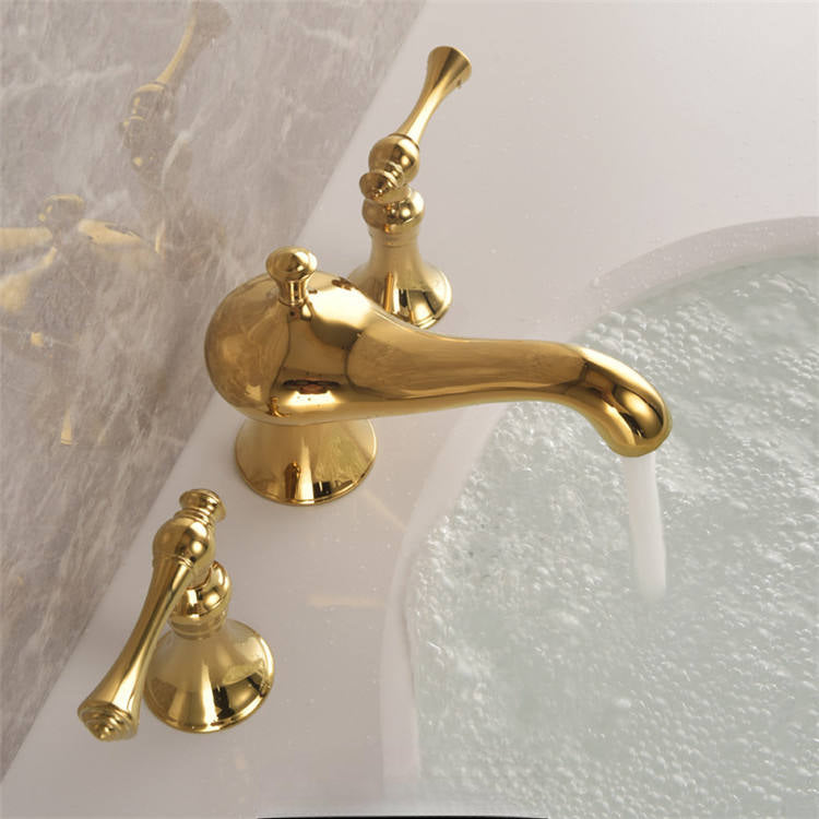 Robinet mitigeur de lavabo extensible Art déco Golveran en or poli