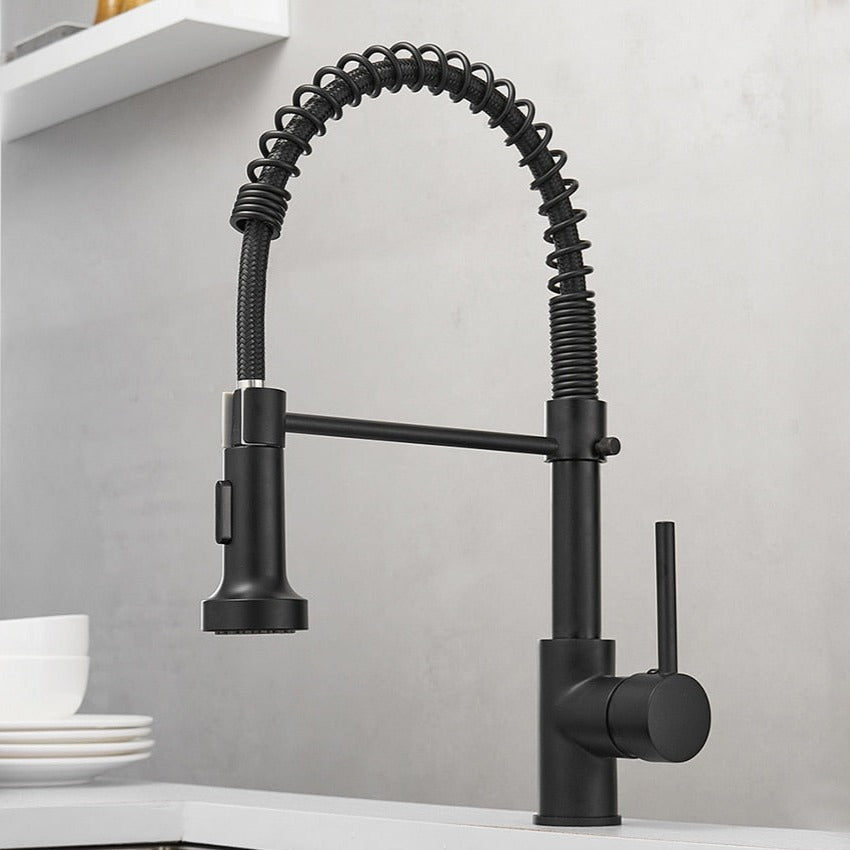 Robinet de cuisine moderne avec pulvérisateur à ressort escamotable