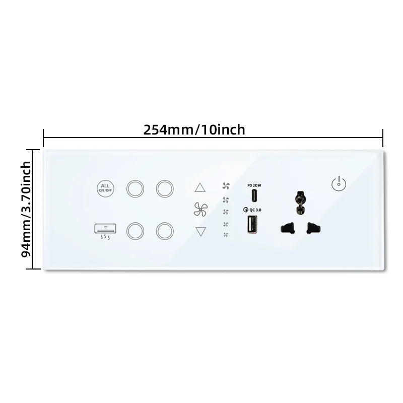 Interrupteur-prise connecté minimaliste Nexora en verre et ABS