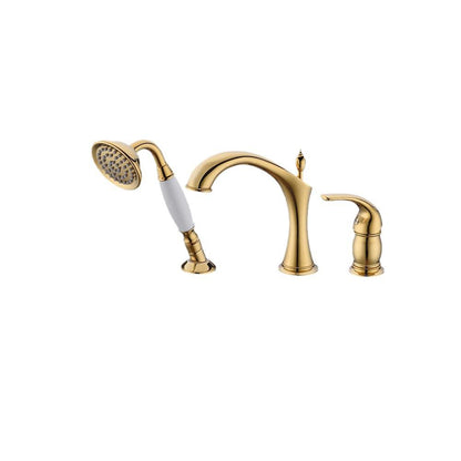 Ensemble mitigeur de lavabo 2-en-1 et douchette à main Art déco Marvistelle en or poli