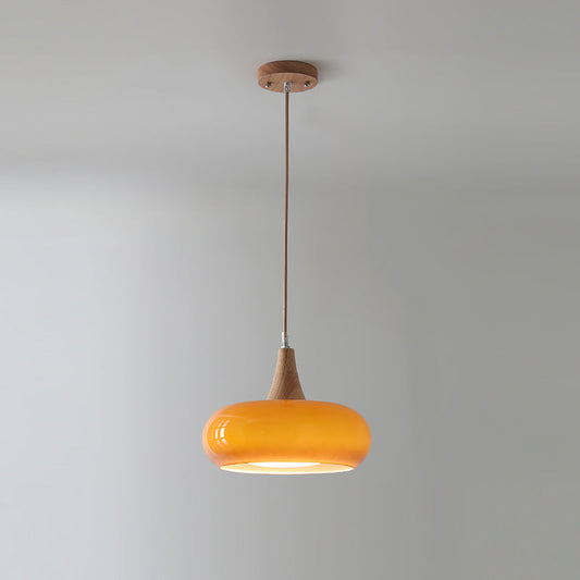 Suspension moderne en verre et bois