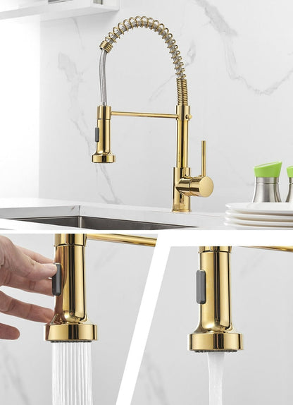Robinet de cuisine moderne avec pulvérisateur à ressort escamotable