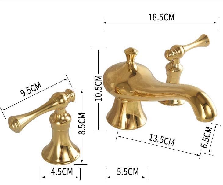 Robinet mitigeur de lavabo extensible Art déco Golveran en or poli