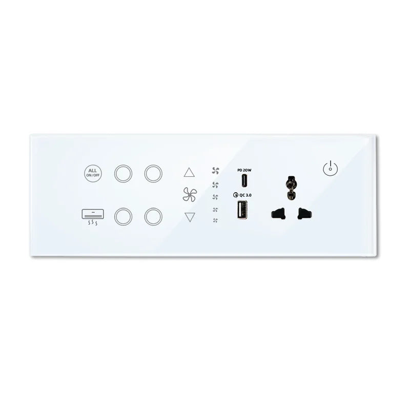 Interrupteur-prise connecté minimaliste Nexora en verre et ABS