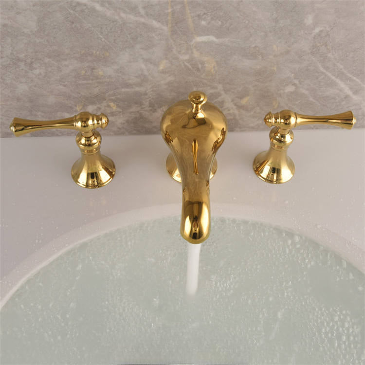 Robinet mitigeur de lavabo extensible Art déco Golveran en or poli