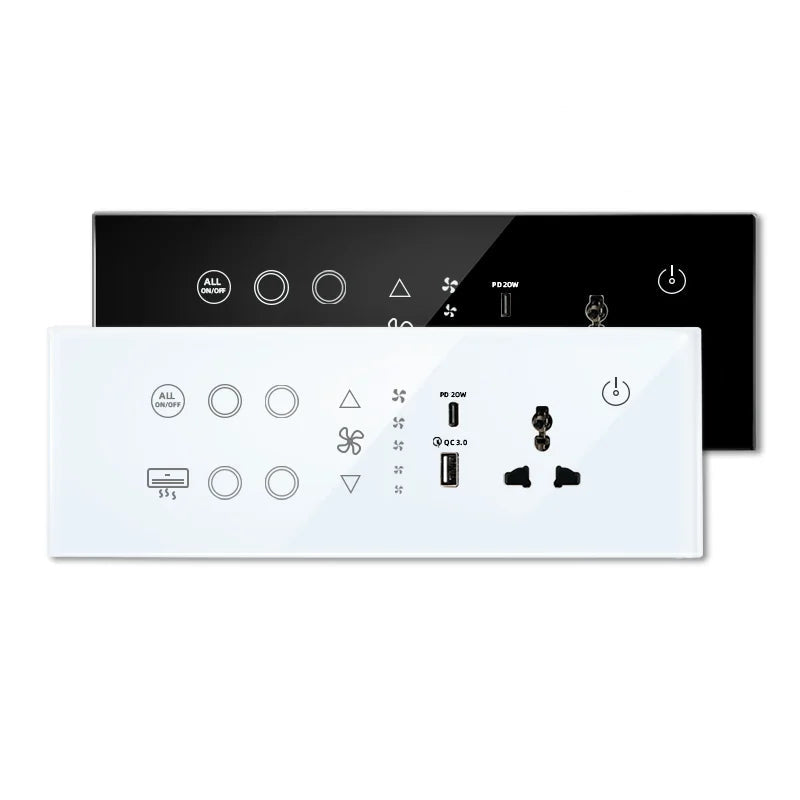 Interrupteur-prise connecté minimaliste Nexora en verre et ABS