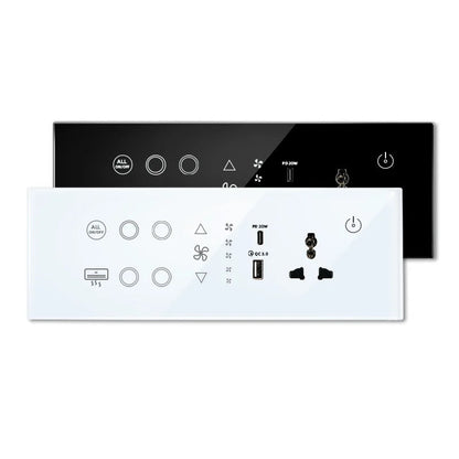 Interrupteur-prise connecté minimaliste Nexora en verre et ABS