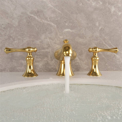 Robinet mitigeur de lavabo extensible Art déco Golveran en or poli