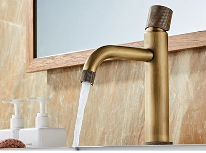 Robinet mitigeur de lavabo industriel à un trou Onyxbrel en laiton brossé vieilli