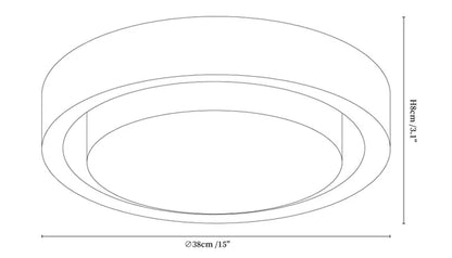Plafonnier rond en bois et verre