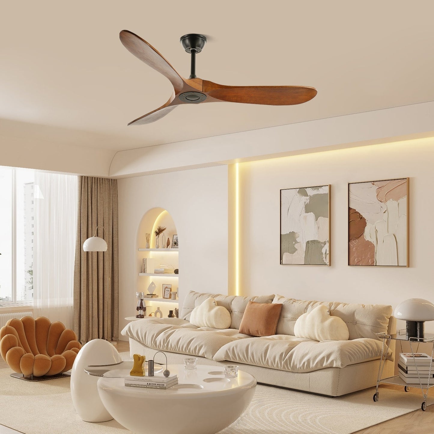 Ventilateur de plafond moderne en bois