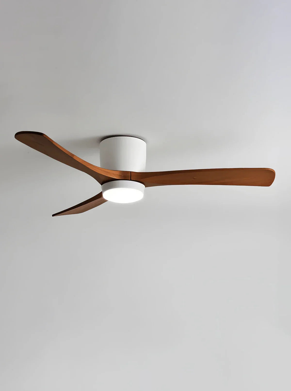 Ventilateur de plafond moderne avec pales en bois et lumière intégrée