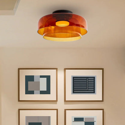 Lustre de plafond en verre d'époque conçu par un créateur