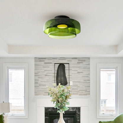 Lustre de plafond en verre d'époque conçu par un créateur