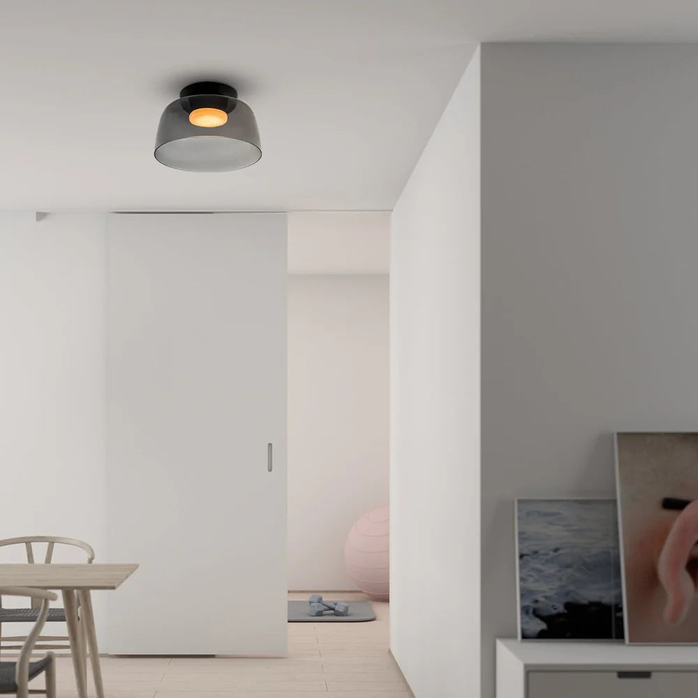 Lustre de plafond en verre d'époque conçu par un créateur