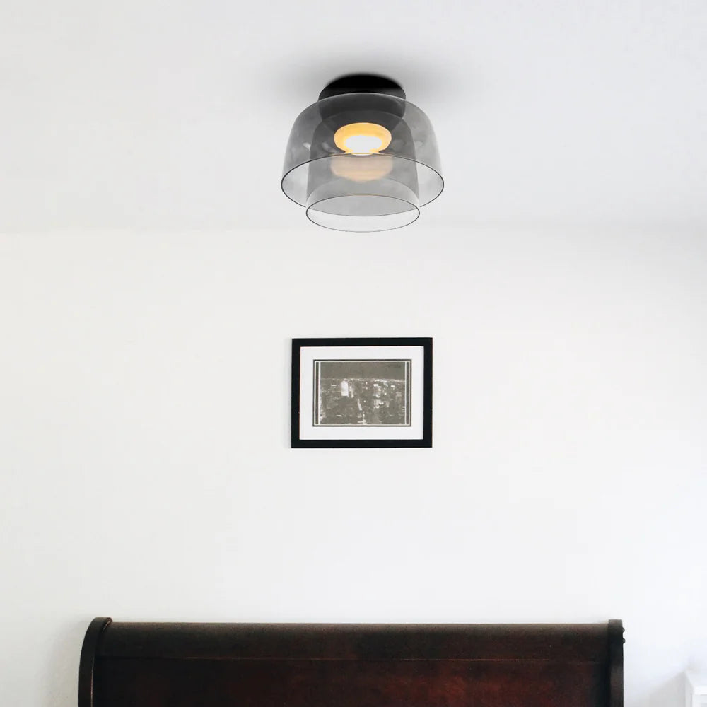 Lustre de plafond en verre d'époque conçu par un créateur