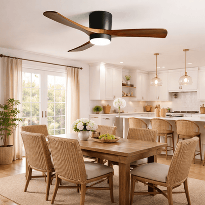 Ventilateur de plafond moderne en bois avec lumière LED