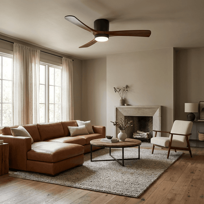 Ventilateur de plafond moderne en bois avec lumière LED