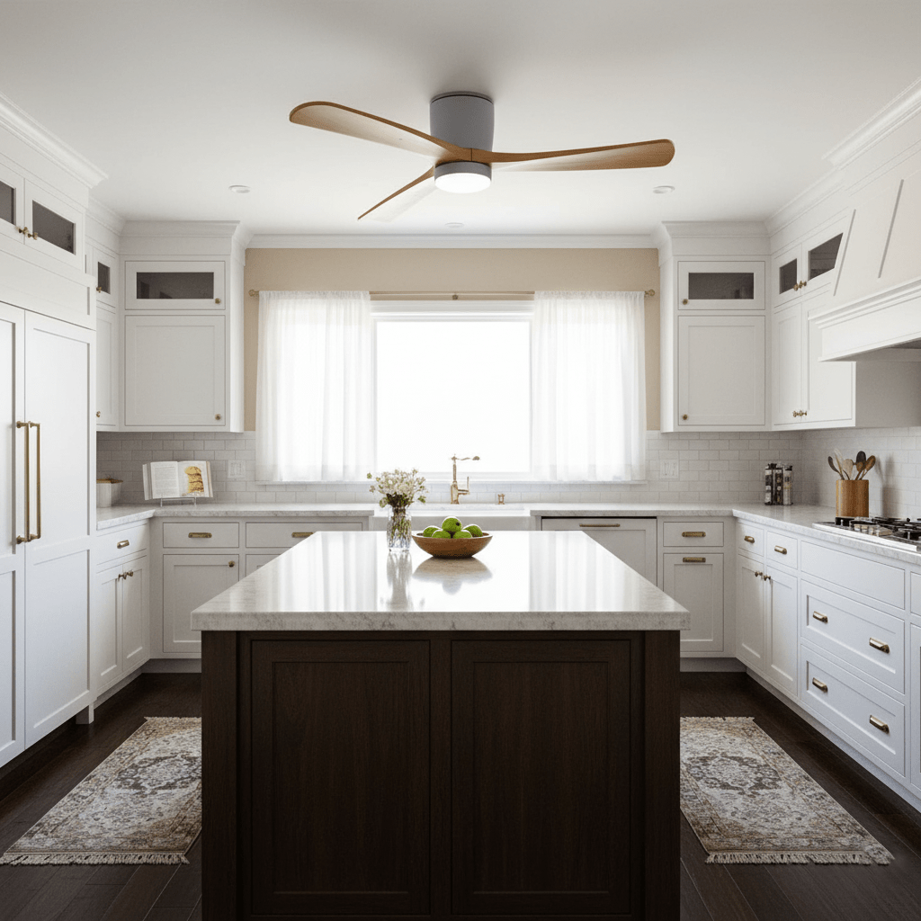 Ventilateur de plafond moderne en bois avec lumière LED
