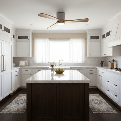 Ventilateur de plafond moderne en bois avec lumière LED