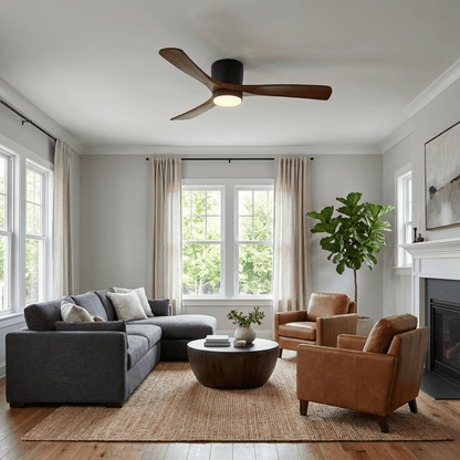 Ventilateur de plafond moderne en bois avec lumière LED