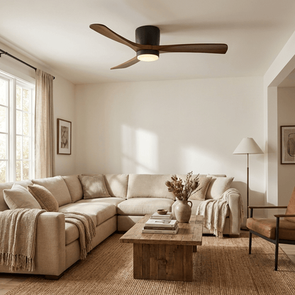 Ventilateur de plafond moderne en bois avec lumière LED
