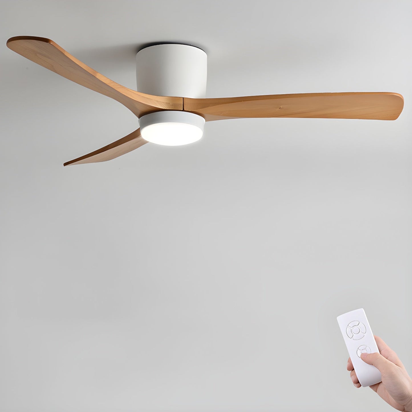 Ventilateur de plafond moderne en bois avec lumière LED