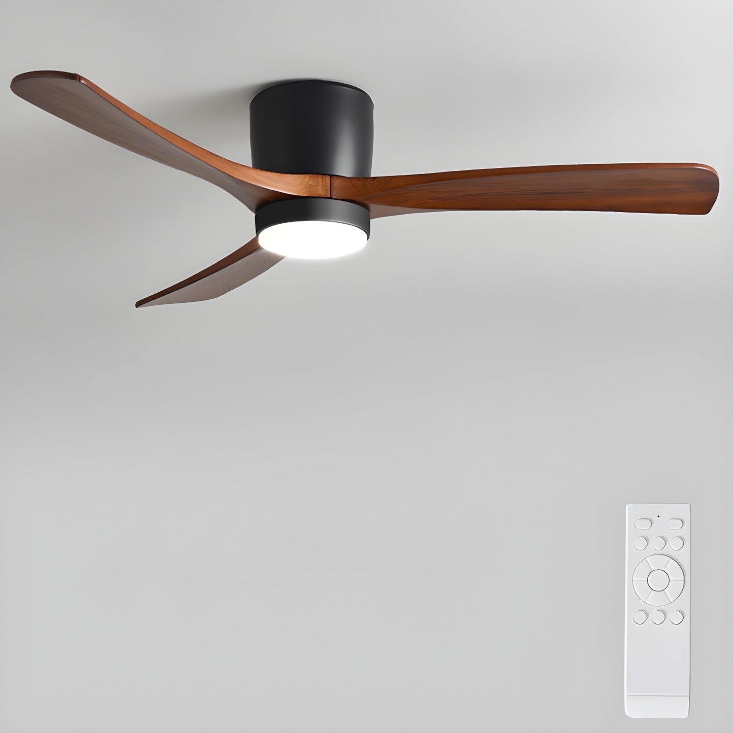 Ventilateur de plafond moderne en bois avec lumière LED