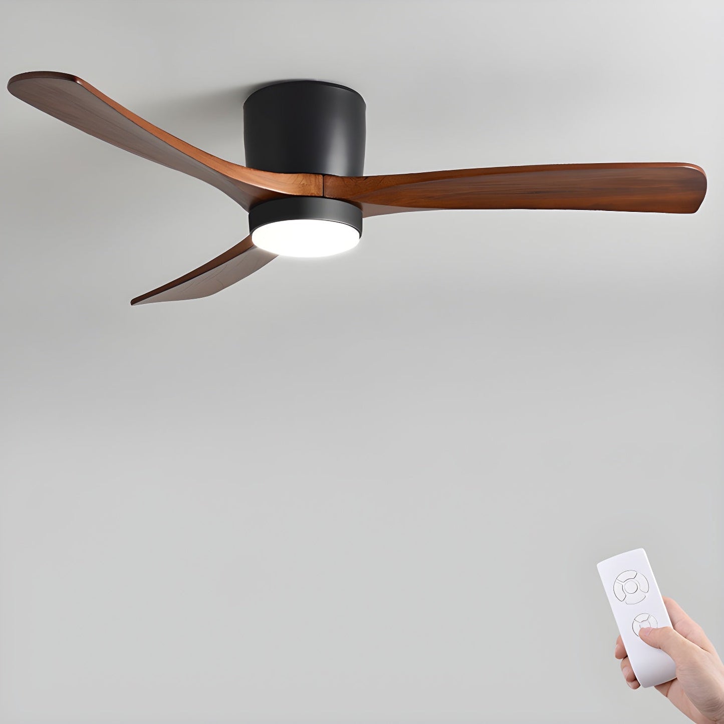 Ventilateur de plafond moderne en bois avec lumière LED