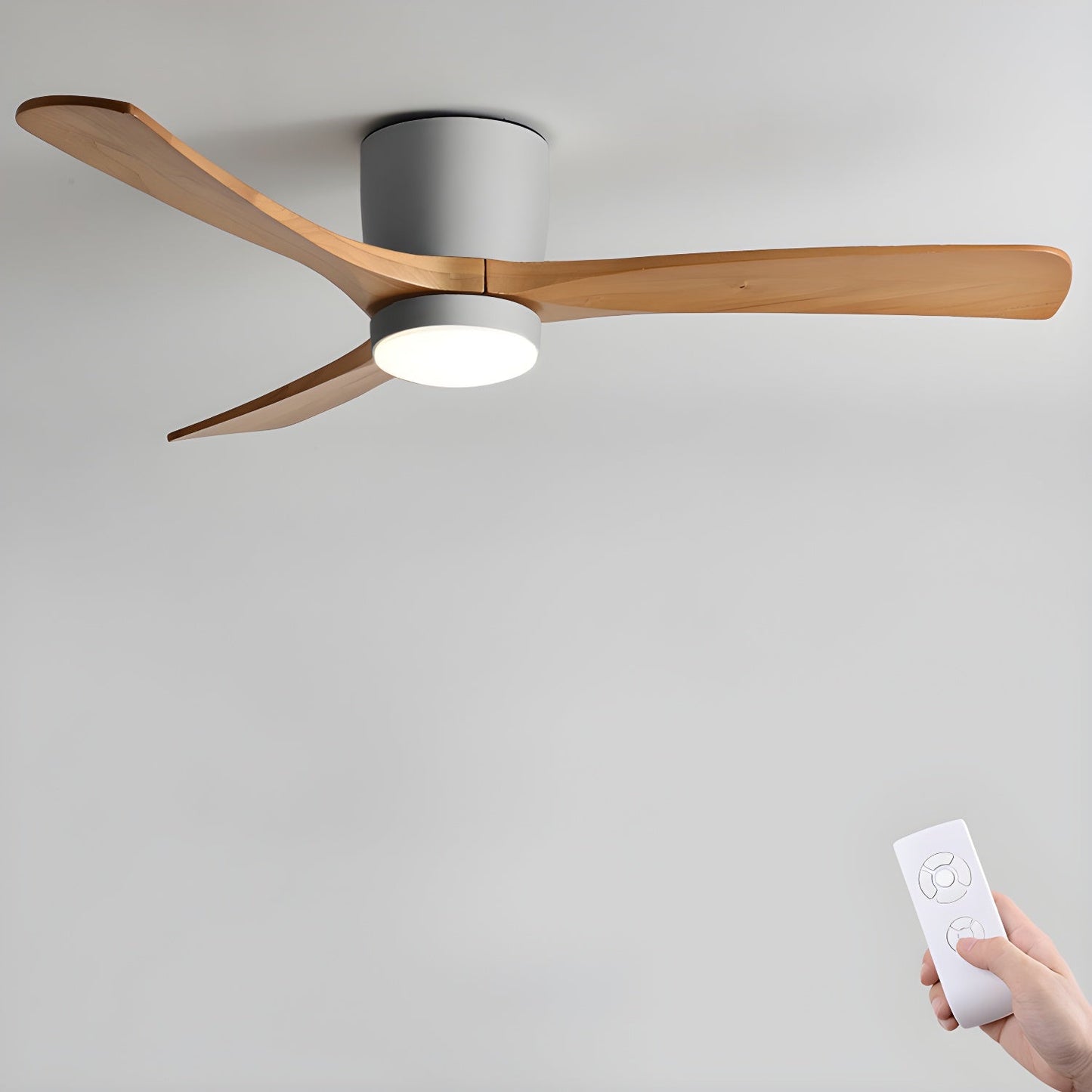Ventilateur de plafond moderne en bois avec lumière LED
