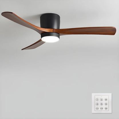 Ventilateur de plafond moderne en bois avec lumière LED