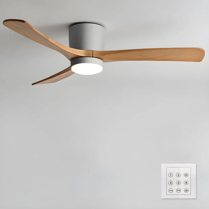 Ventilateur de plafond moderne en bois avec lumière LED