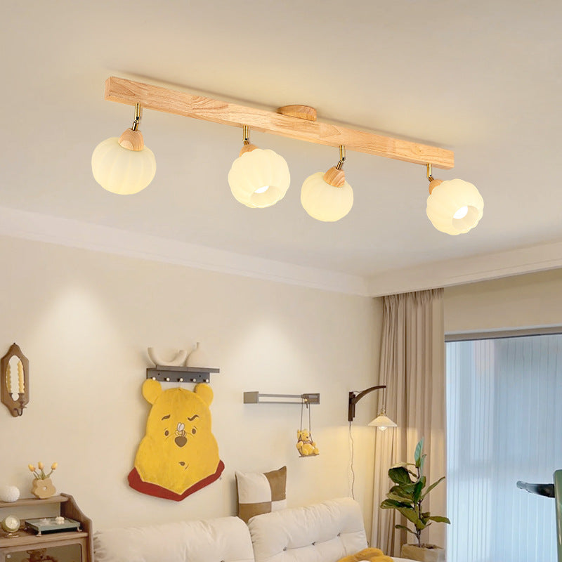 Spot encastré minimaliste crème et bois pour plafond