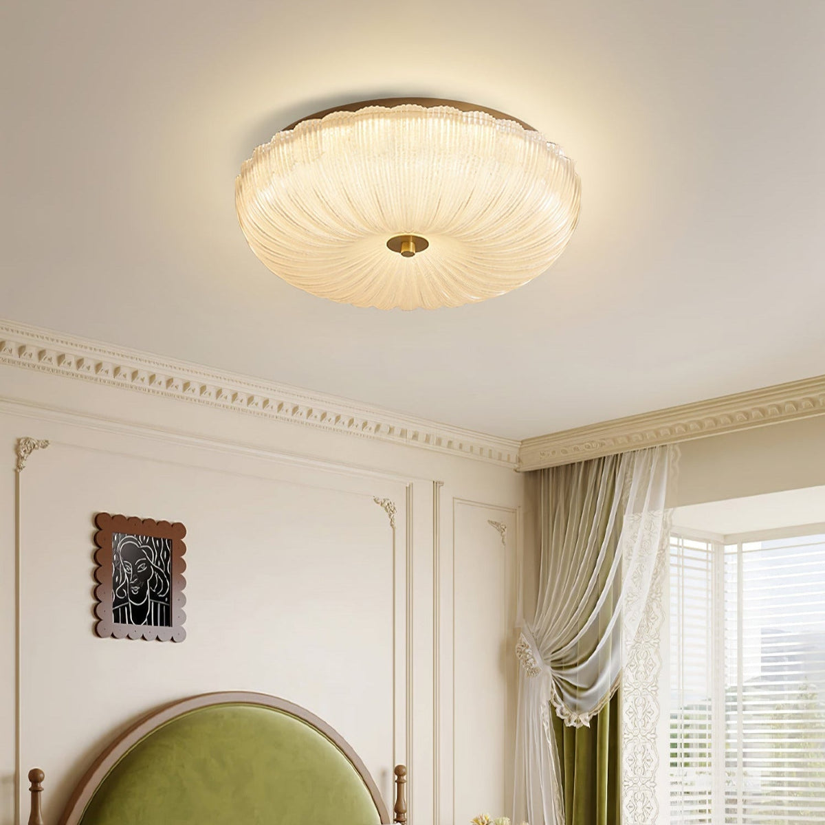 Plafonnier moderne en verre ondulé