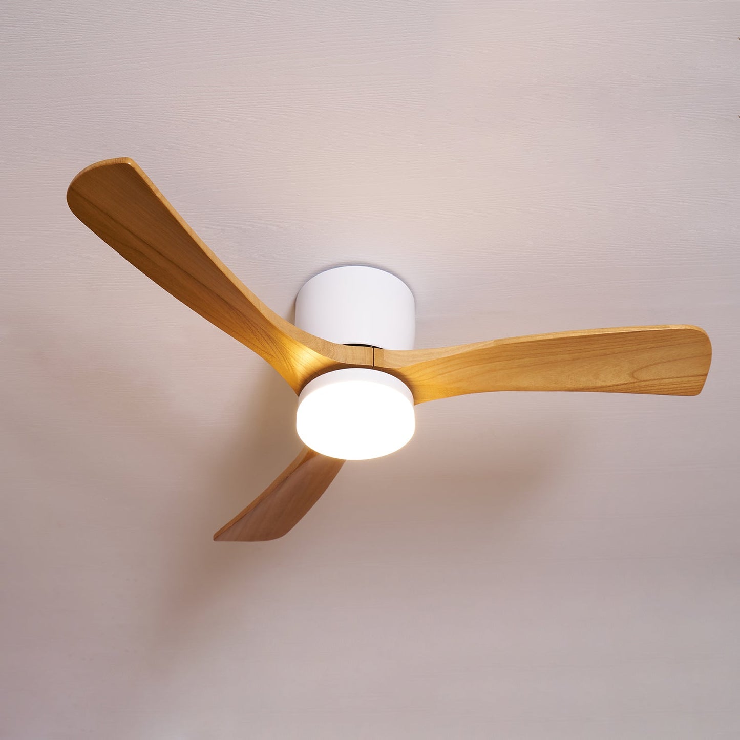 Ventilateur de plafond moderne en bois avec lumière LED