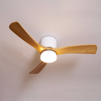 Ventilateur de plafond moderne en bois avec lumière LED