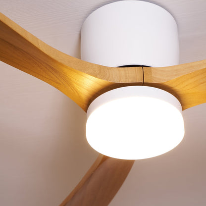 Ventilateur de plafond moderne en bois avec lumière LED