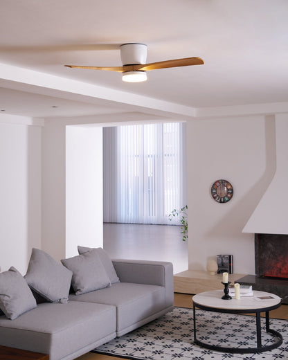 Ventilateur de plafond moderne en bois avec lumière LED