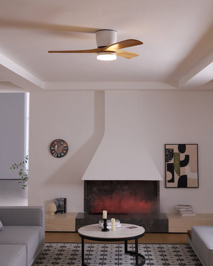 Ventilateur de plafond moderne en bois avec lumière LED