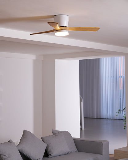 Ventilateur de plafond moderne en bois avec lumière LED