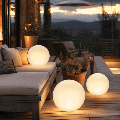 Lanterne sphérique moderne à DEL pour jardin