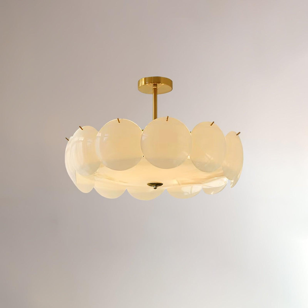 Plafonnier semi-affleurant en verre floral