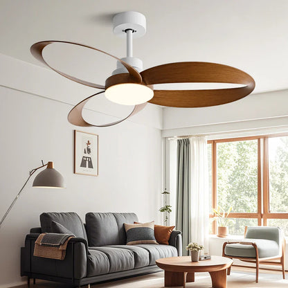 Ventilateur de plafond moderne à LED avec pales en bois