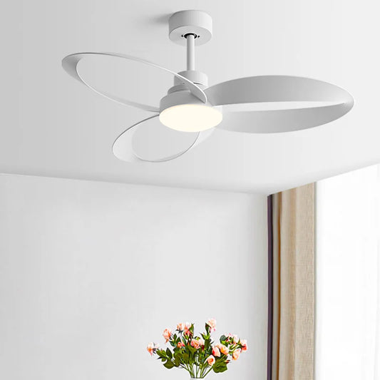 Ventilateur de plafond moderne à LED avec pales en bois