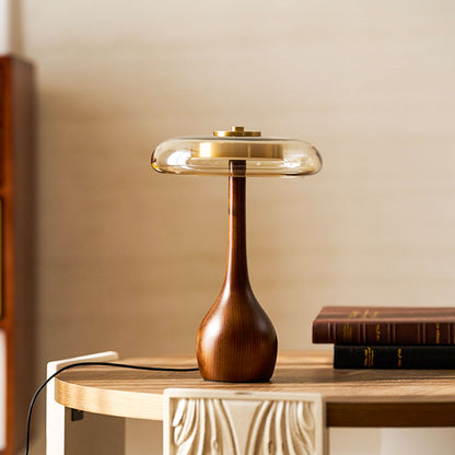 Lampe à poser en noyer style mi-siècle moderne Quilven