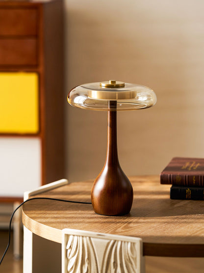 Lampe à poser en noyer style mi-siècle moderne Quilven